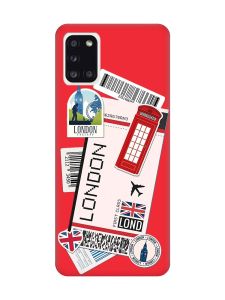 Матовий червоний чохол на Samsung Galaxy A31 :: Подорожі. Лондон (принт 326)