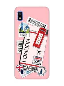 Матовий рожевий чохол на Samsung Galaxy A10 (2019) A105 :: Подорожі. Лондон (принт 326)