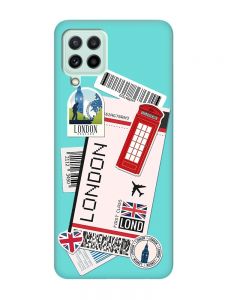 Матовий бірюзовий чохол на Samsung Galaxy A22 4G/ M32/ M22 :: Подорожі. Лондон (принт 326)