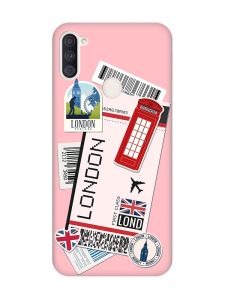 Матовий рожевий чохол на Samsung Galaxy A11 :: Подорожі. Лондон (принт 326)
