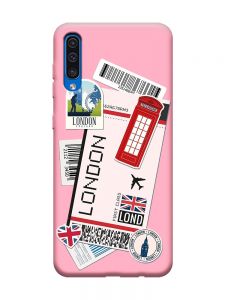 Матовий рожевий чохол на Samsung Galaxy A50 (2019) A505 :: Подорожі. Лондон (принт 326)