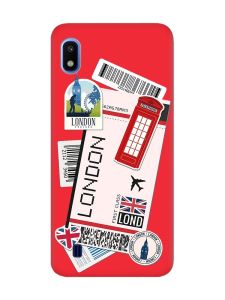 Матовий червоний чохол на Samsung Galaxy A10 (2019) A105 :: Подорожі. Лондон (принт 326)