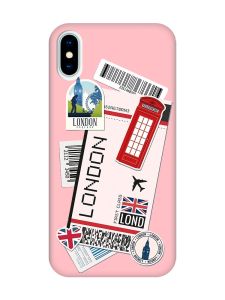 Матовий рожевий чохол на iPhone X / Xs :: Подорожі. Лондон (принт 326)
