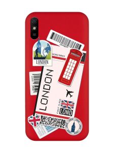 Матовий червоний чохол на Xiaomi Redmi 9A :: Подорожі. Лондон (принт 326)