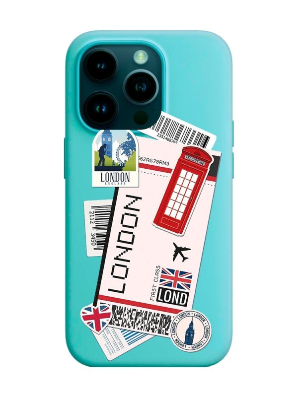 Матовий бірюзовий чохол на Apple iPhone 14 Pro :: Подорожі. Лондон (принт 326)