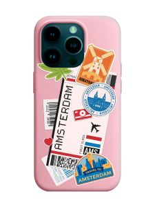 Матовий рожевий чохол на Apple iPhone 14 Pro :: Подорожі. Амстердам (принт 327)
