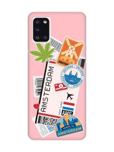 Матовий рожевий чохол на Samsung Galaxy A31 :: Подорожі. Амстердам (принт 327)