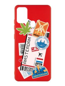 Матовий червоний чохол на Samsung Galaxy M30s/M21 :: Подорожі. Амстердам (принт 327)