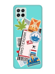 Матовий бірюзовий чохол на Samsung Galaxy A22 4G/ M32/ M22 :: Подорожі. Амстердам (принт 327)
