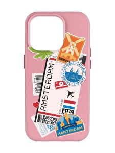 Матовий рожевий чохол на Apple iPhone 14 Pro Max :: Подорожі. Амстердам (принт 327)