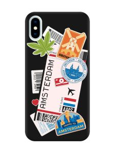 Матовий чорний чохол на iPhone X / Xs :: Подорожі. Амстердам (принт 327)