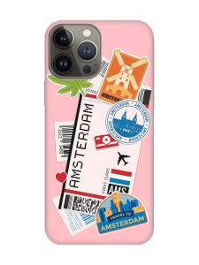 Матовий рожевий чохол на Apple iPhone 13 Pro :: Подорожі. Амстердам (принт 327)