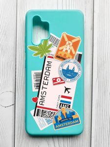 Матовий бірюзовий чохол на Samsung Galaxy A32 :: Подорожі. Амстердам (принт 327)