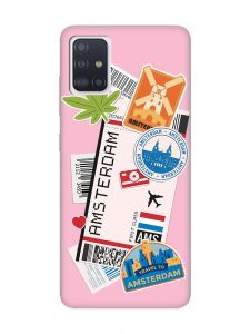 Матовий рожевий чохол на Samsung Galaxy A51 :: Подорожі. Амстердам (принт 327)