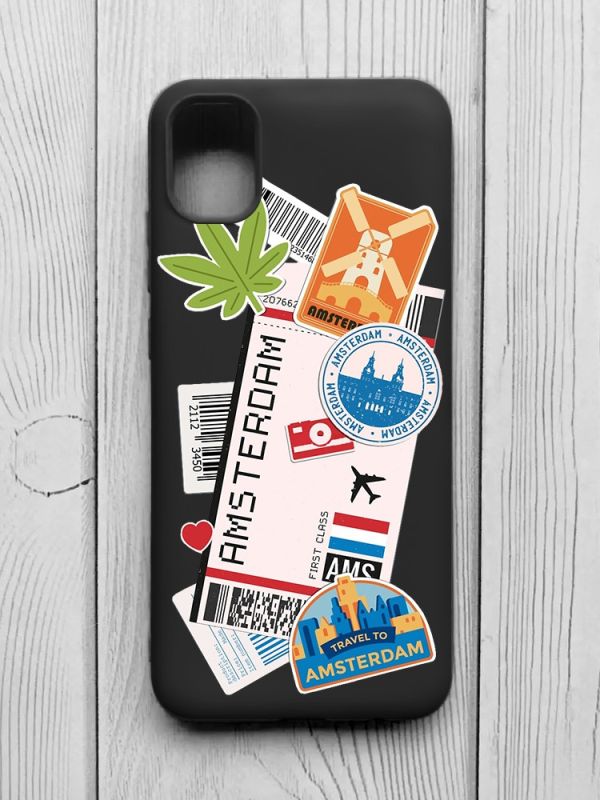 Матовий чорний чохол на Samsung Galaxy A04E/A042 :: Подорожі. Амстердам (принт 327)