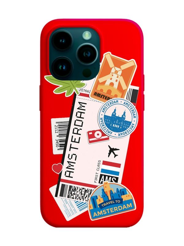 Матовий червоний чохол на Apple iPhone 14 Pro :: Подорожі. Амстердам (принт 327)