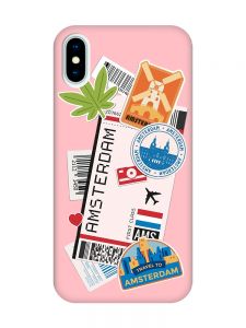 Матовий рожевий чохол на iPhone X / Xs :: Подорожі. Амстердам (принт 327)