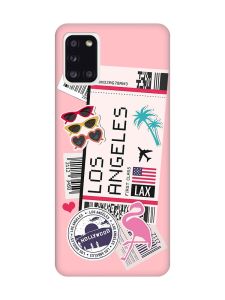 Матовий рожевий чохол на Samsung Galaxy A31 :: Подорожі. Лос-Анджелес (принт 328)