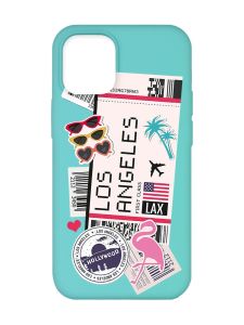 Матовий бірюзовий чохол на Apple iPhone 12/12 Pro (6.1) :: Подорожі. Лос-Анджелес (принт 328)