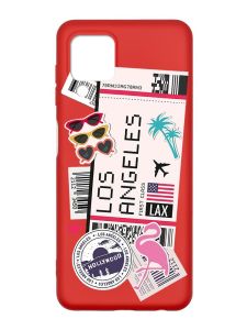 Матовий червоний чохол на Samsung Galaxy A22 4G/M32/M22 :: Подорожі. Лос-Анджелес (принт 328)