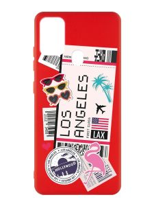 Матовий червоний чохол на Samsung Galaxy M30s/M21 :: Подорожі. Лос-Анджелес (принт 328)