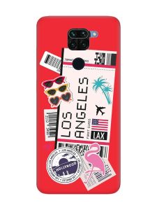 Матовий червоний чохол на Xiaomi Redmi Note 9 / 10X :: Подорожі. Лос-Анджелес (принт 328)
