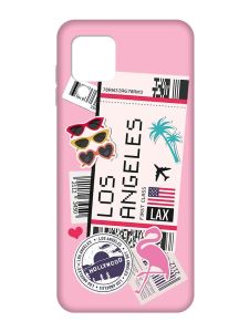 Матовий рожевий чохол на Samsung Galaxy A22 4G/M32/M22 :: Подорожі. Лос-Анджелес (принт 328)