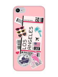 Матовий рожевий чохол на iPhone 7 / 8 :: Подорожі. Лос-Анджелес (принт 328)