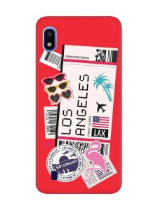 Матовий червоний чохол на Samsung Galaxy A10 (2019) A105 :: Подорожі. Лос-Анджелес (принт 328)