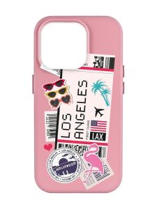 Матовий рожевий чохол на Apple iPhone 14 Pro Max :: Подорожі. Лос-Анджелес (принт 328)
