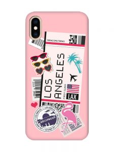 Матовий рожевий чохол на iPhone XS MAX :: Подорожі. Лос-Анджелес (принт 328)