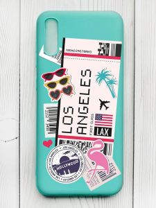 Матовий бірюзовий чохол на Xiaomi Redmi 9А :: Подорожі. Лос-Анджелес (принт 328)