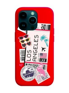 Матовий червоний чохол на Apple iPhone 14 Pro :: Подорожі. Лос-Анджелес (принт 328)