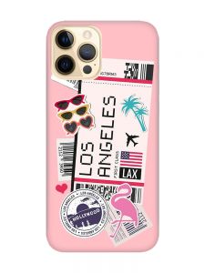 Матовий рожевий чохол на Apple iPhone 12 Pro Max :: Подорожі. Лос-Анджелес (принт 328)