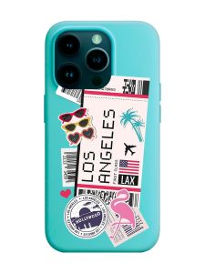 Матовий бірюзовий чохол на Apple iPhone 14 Pro :: Подорожі. Лос-Анджелес (принт 328)