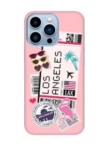 Матовий рожевий чохол на Apple iPhone 13 Pro Max :: Подорожі. Лос-Анджелес (принт 328)