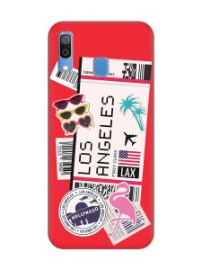 Матовий червоний чохол на Samsung Galaxy A30 (2019) / A20 (2019) :: Подорожі. Лос-Анджелес (принт 328)