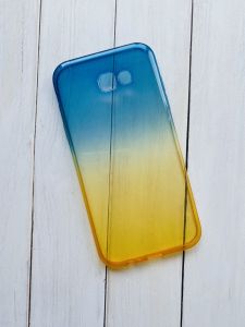 Силіконовий чохол для Samsung A7(2017) A720 Амбре. Синьо-жовтий