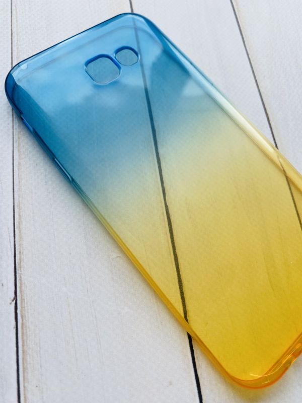 Силіконовий чохол для Samsung A7(2017) A720 Амбре. Синьо-жовтий