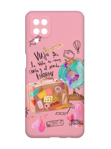 Матовий рожевий чохол на Samsung Galaxy A12 :: Настрій подорожувати (принт 329)