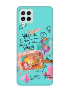 Матовий бірюзовий чохол на Samsung Galaxy A22 4G/ M32/ M22 :: Настрій подорожувати (принт 329)