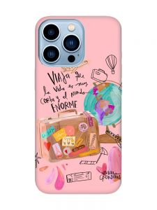Матовий рожевий чохол на Apple iPhone 13 Pro Max :: Настрій подорожувати (принт 329)