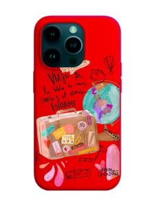Матовий червоний чохол на Apple iPhone 14 Pro :: Настрій подорожувати (принт 329)
