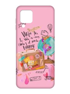 Матовий рожевий чохол на Samsung Galaxy A22 4G/M32/M22 :: Настрій подорожувати (принт 329)