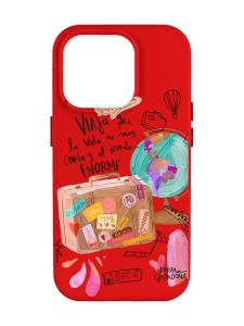 Матовий червоний чохол на Apple iPhone 14 Pro Max :: Настрій подорожувати (принт 329)