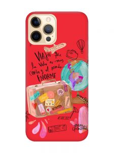 Матовий червоний чохол на Apple iPhone 12 Pro Max :: Настрій подорожувати (принт 329)