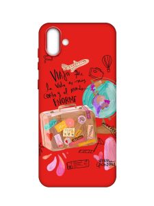 Матовий червоний чохол на Samsung Galaxy A04 :: Настрій подорожувати (принт 329)