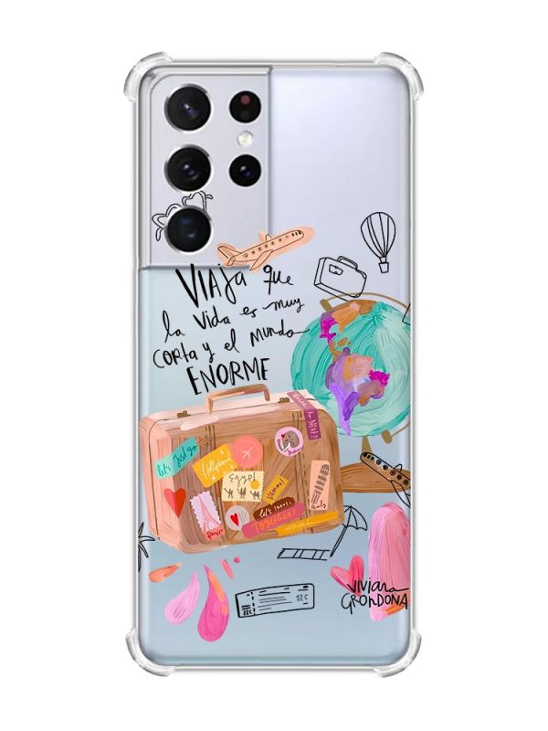 Чохол з потовщеними кутами на Samsung Galaxy S21 Ultra :: Настрій подорожувати (принт 329)