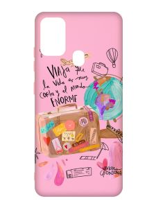 Матовий рожевий чохол на Samsung Galaxy M30s/M21 :: Настрій подорожувати (принт 329)