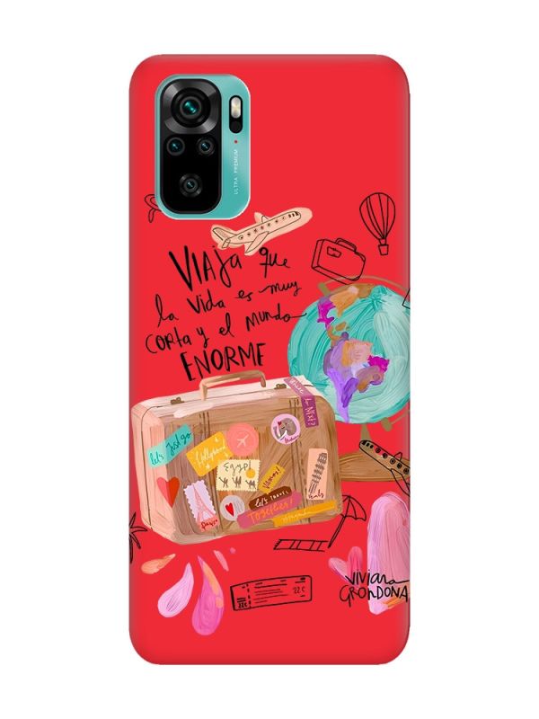 Матовий червоний чохол на Xiaomi Redmi Note 10 / Note 10s :: Настрій подорожувати (принт 329)